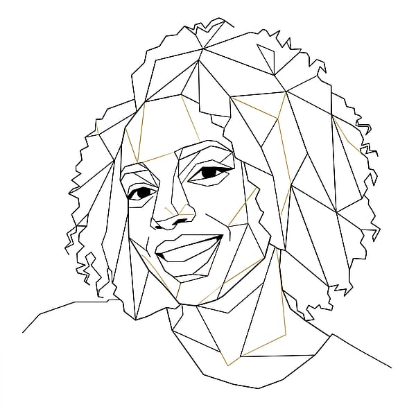 Geometric abstract line art portrait with angular shapes and minimal lines, modern abstract art style