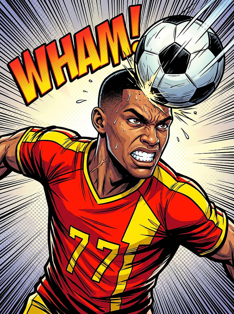 Western comic book style aerial header duel with bold halftone dots, punchy colors and dramatic sound effect text.