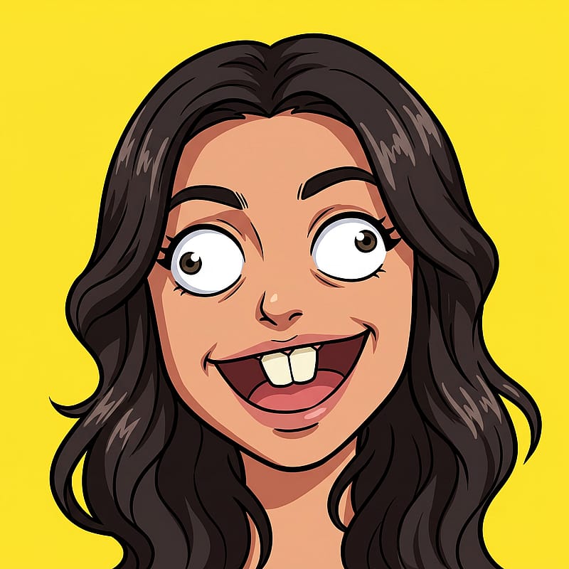 Classic derp face with crossed googly eyes and buck teeth, goofy open-mouthed grin, simple flat cartoon style.
