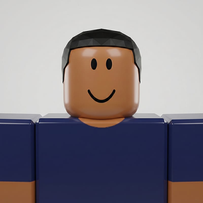 Polished Roblox blocky avatar as a catalog thumbnail, glossy plastic material, clean neutral background.